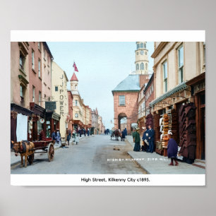 Poster Vintage High St. Kilkenny ville Irlande