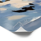 Poster Vintage Highland Cow at Snowy Christmas Barn (Coin)