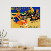 Poster Vintage Hilton Head Beach Scene (Cuisine)