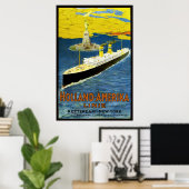 Poster vintage Holland Amerika (Bureau à domicile)
