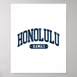 Poster Vintage Honolulu Hawaï Oahu Souvenir Hommes Femmes