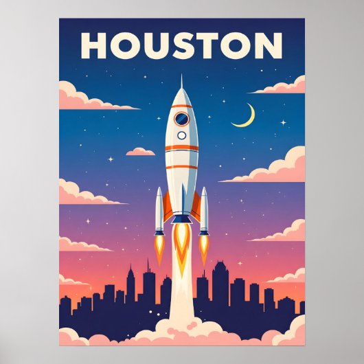 Poster Vintage Houston Space City (Devant)