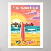 Poster Vintage Huntington Beach California (Devant)