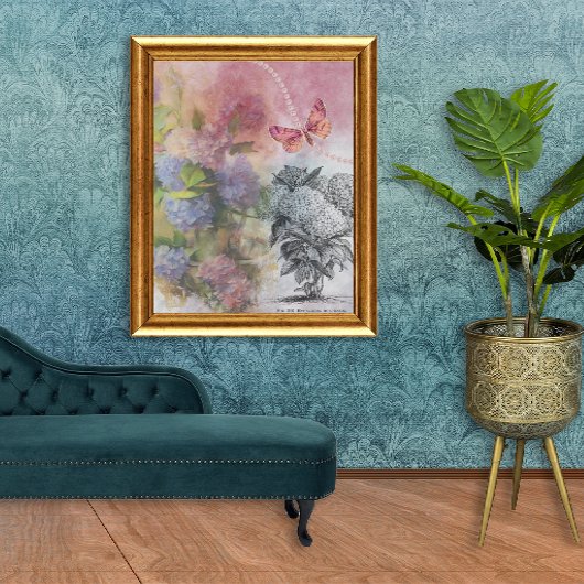 Poster Vintage Hydrangea Luxe Elégance