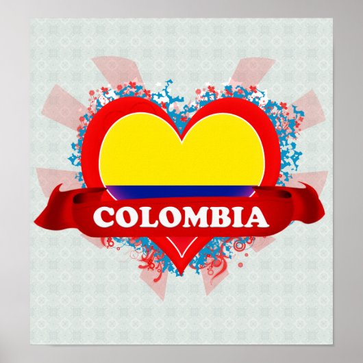 Poster Vintage I Love Colombia (Devant)