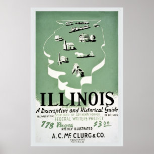 Poster Vintage Illinois guide de voyage
