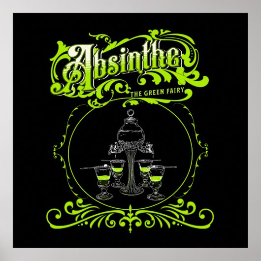 Poster Vintage Illustrated Absinthe Set (Devant)