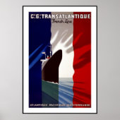 Poster vintage Imprimer Transatlantique France (Devant)