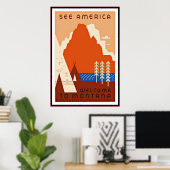 Poster vintage Imprimer Voir Amercia Montana grand (Bureau à domicile)
