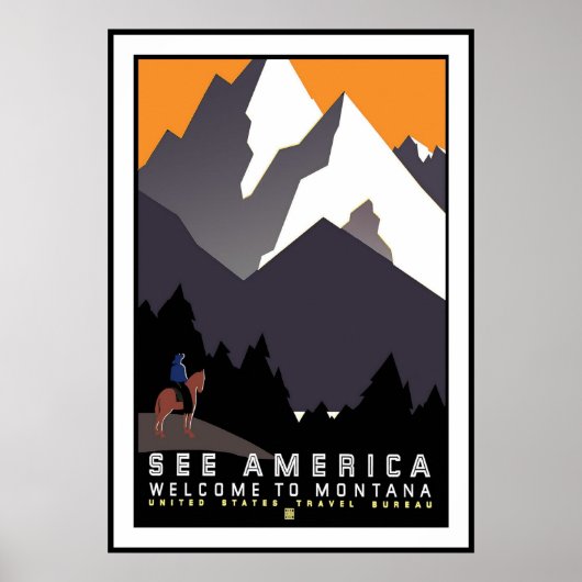 Poster vintage Imprimer Voir Amérique Montana (Devant)