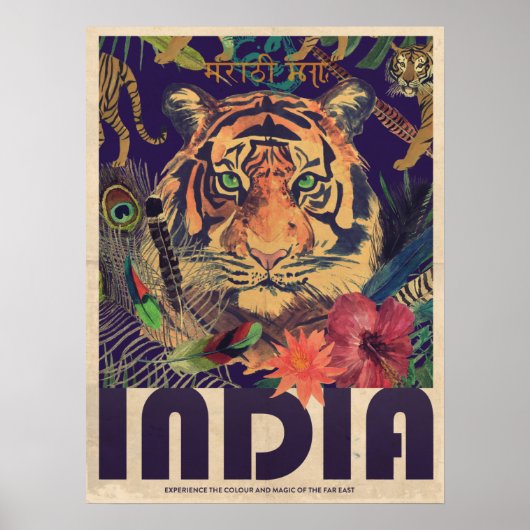 Poster vintage India Travel (Devant)