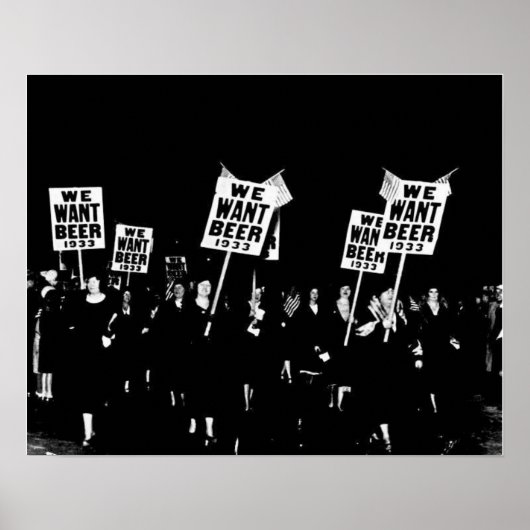 Poster Vintage Interdiction Bière, Nous Voulons Bière, Bi (Devant)