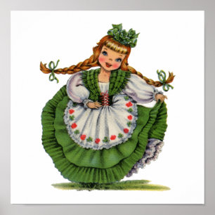 Poster Vintage Irish Girl Traditional Dress