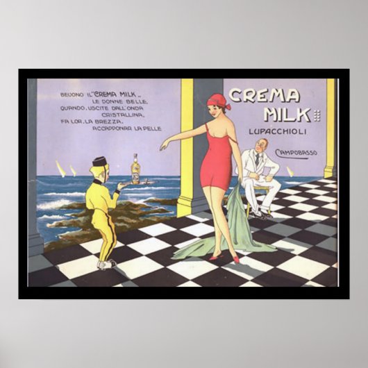 Poster vintage italien de lait Crema (Devant)