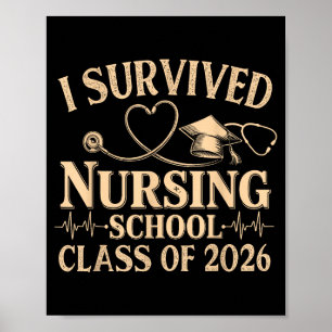 Poster Vintage J'ai Survécu à l'École d'Infirmières Cl de