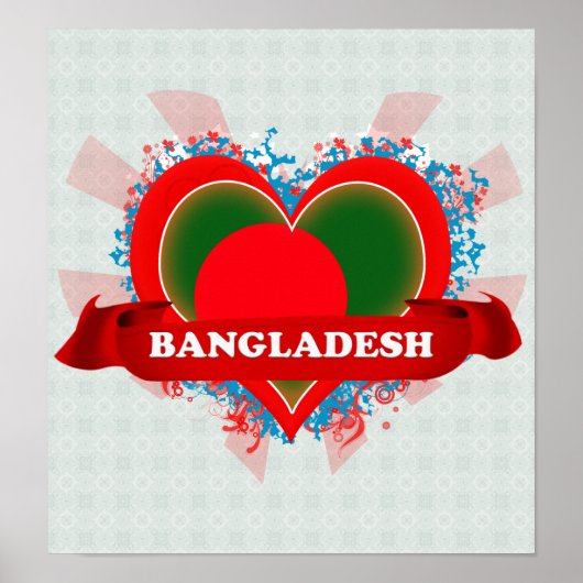 Poster Vintage J'aime Bangladesh (Devant)