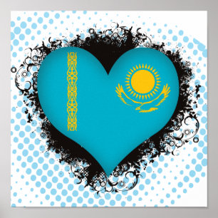 Poster Vintage J'aime Kazakhstan