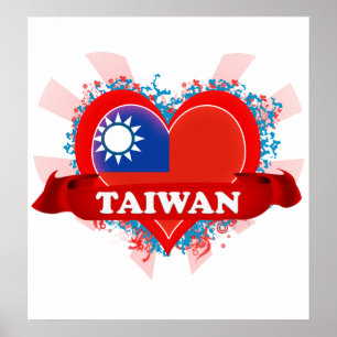 Poster Vintage J'aime Taïwan