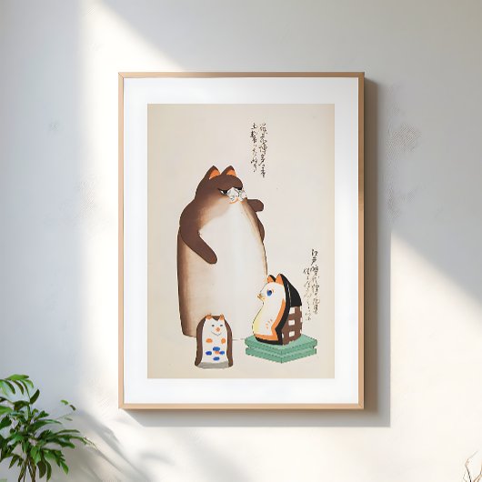 Poster Vintage Japanese Cat Illustration