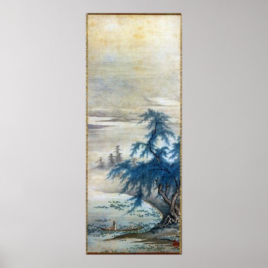 Poster Vintage Japanese Zhou Maoshu Appreciating Lotuses (Devant)