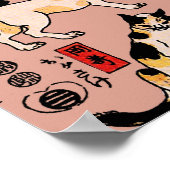 Poster Vintage japonais motif de chat Ukiyo-e : Kuniyoshi (Coin)