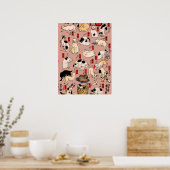 Poster Vintage japonais motif de chat Ukiyo-e : Kuniyoshi (Cuisine)