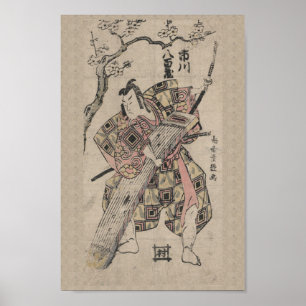 Poster Vintage japonais Samurai Ukiyo-e Scroll Print