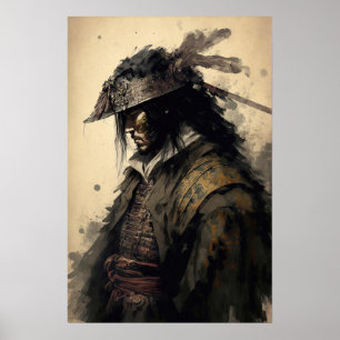 Poster vintage japonais Samurai Warrior Art