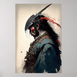 Poster vintage japonais Samurai Warrior Art