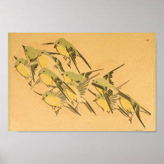 Poster Vintage Japonais Wall Art Birds