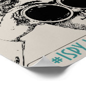 Poster Vintage J'espionne Mariage Social Media Hashtag (Coin)