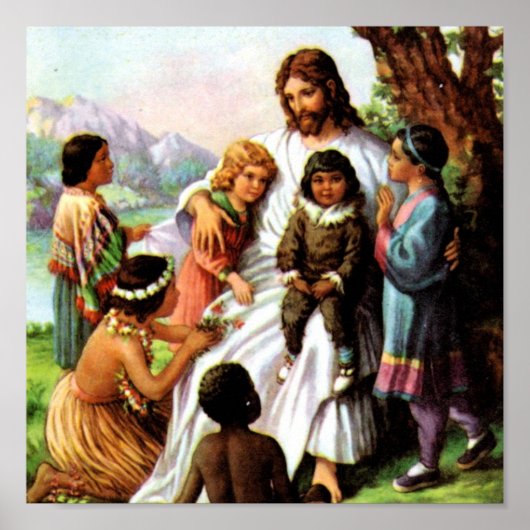 Poster vintage Jesus Loves 15x15 (Devant)