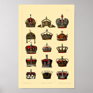 Poster Vintage Jeweled Crowns Illustrations