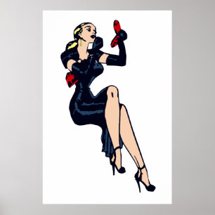 Poster Vintage Joli Blonde Retro Glamor Girl Pinup