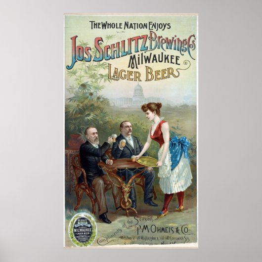 Poster Vintage Joseph Schlitz Brasserie Lager Beer (Devant)