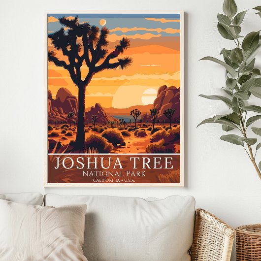 Poster Vintage Joshua Tree National Park - Sunset 