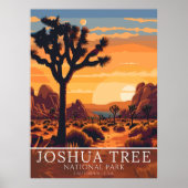 Poster Vintage Joshua Tree National Park - Sunset  (Devant)