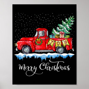 Poster Vintage Joyeux Camion rouge de Noël Vieux mode Ch