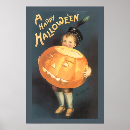 Poster Vintage Joyeux Halloween par Ellen Clapsaddle (Devant)