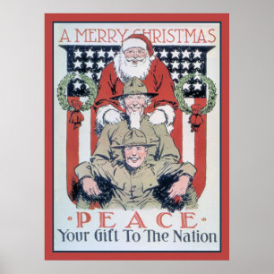 Poster vintage Joyeux Noël et la paix