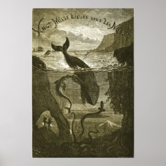 Poster Vintage Jules Verne 20 000 lieues... (Devant)