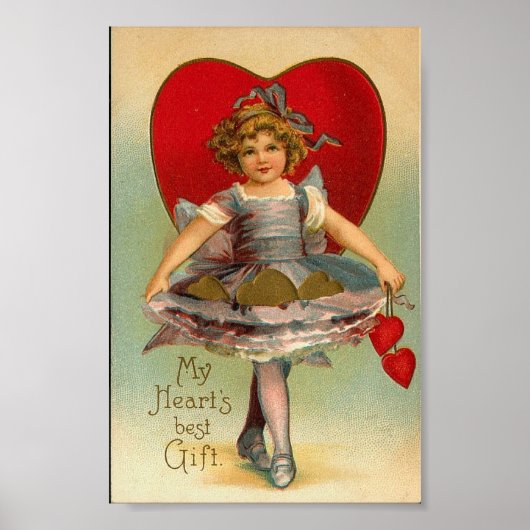 Poster Vintage Jupe complète Coeur Valentine Imprimer (Devant)