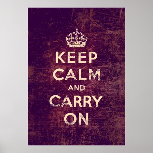 Poster Vintage keep calm and carry on (Devant)
