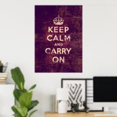 Poster Vintage keep calm and carry on (Bureau à domicile)