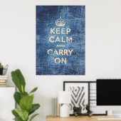 Poster Vintage keep calm and carry on (Bureau à domicile)