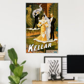 Poster vintage Kellar Greatest Wonder "Gone" (Bureau à domicile)