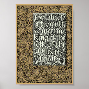 Poster Vintage Kelmscott Press William Morris Beowulf