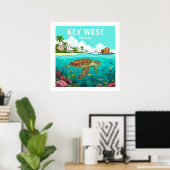 Poster Vintage Key West Floride (Bureau à domicile)