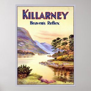 Poster Vintage Killarney Irlande Voyage de paradis