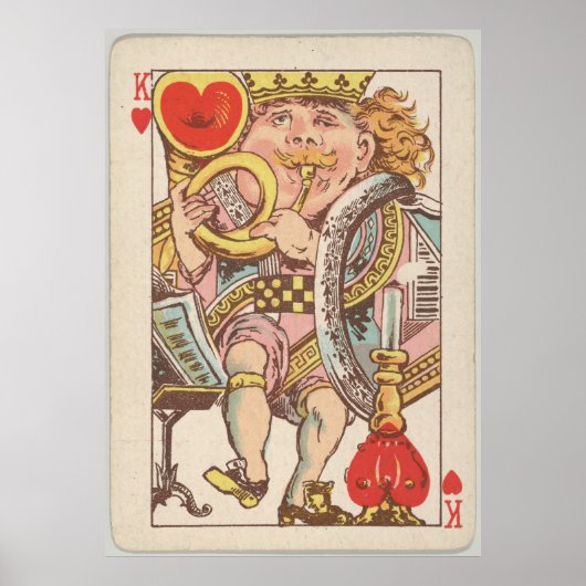 Poster Vintage King of Hearts Playing Card (1889) (Devant)